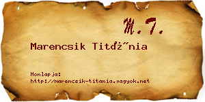 Marencsik Titánia névjegykártya